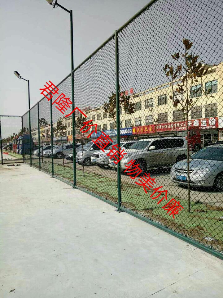 山東臨沂蘭山區(qū)稅務局網(wǎng)球場圍網(wǎng)和籃球場圍網(wǎng)及球場燈柱1200平米按裝過程